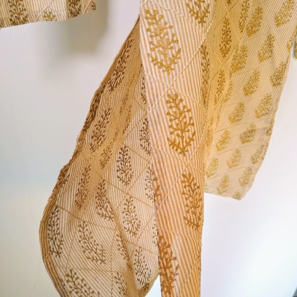 La Fille Cream and Gold Indian Tunic Kaftan Sz 32 - Picture 7 of 7